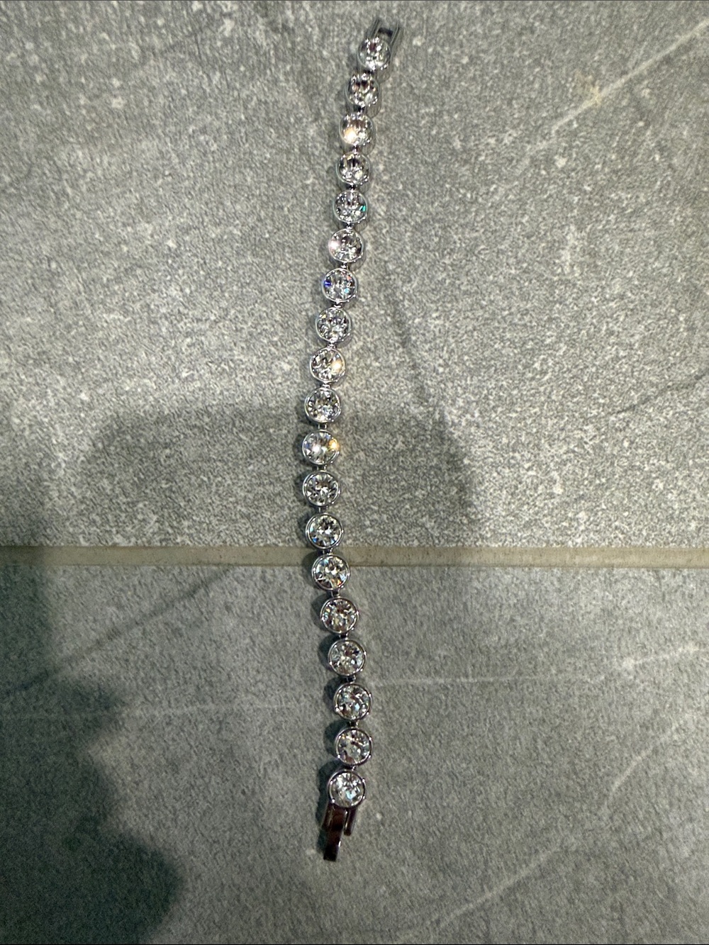 Touchstone Crystal Silver Clear Crystal Tennis Bracelet